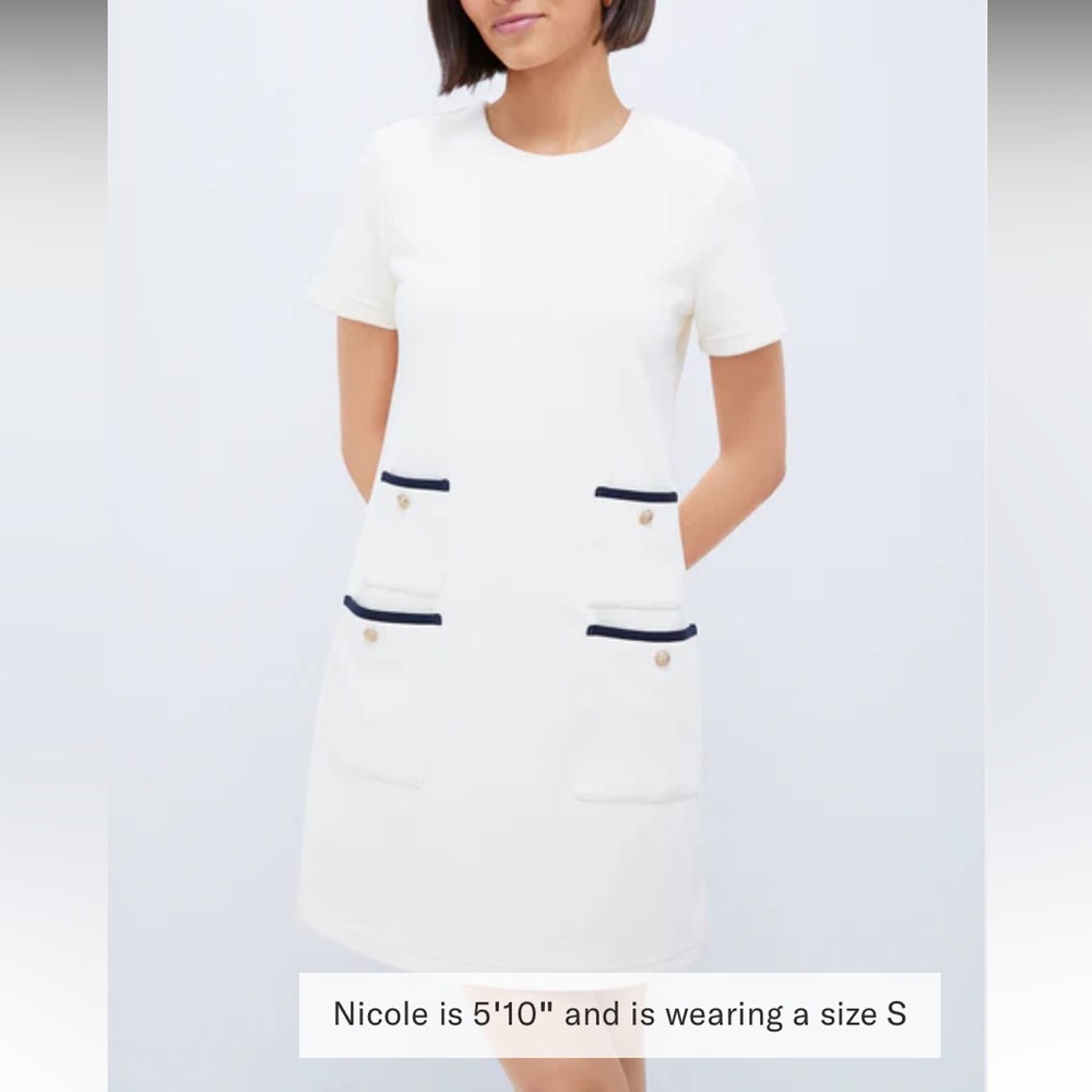 Pearl White Short Sleeve Francoise Dress - Picture 1 of 11